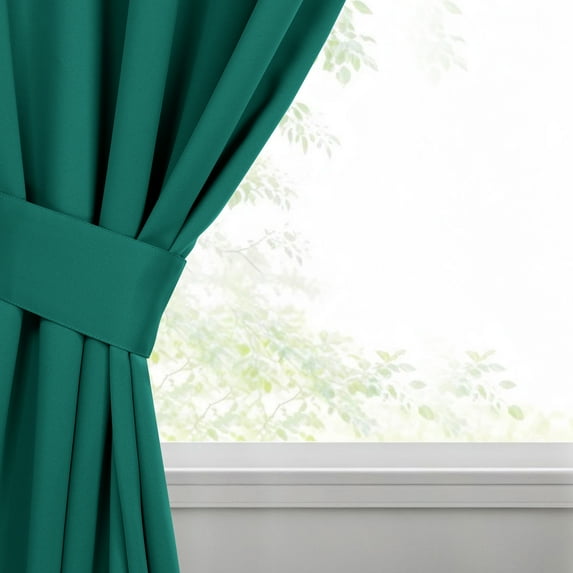 Bkue Nile Mills Modern, Classic Solid Semi Blackout Curtains, Set of 2, 46" x 84'', Cerulean Blue