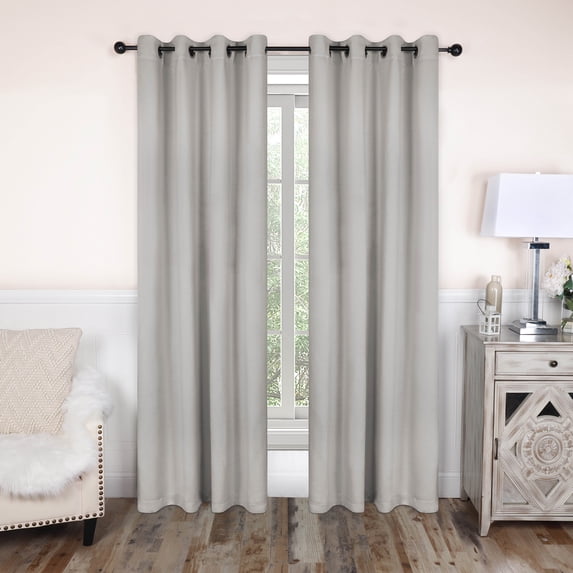 Bkue Nile Mills Modern, Classic Solid Semi Blackout Curtains, Set of 2, 52" x 84", Chrome
