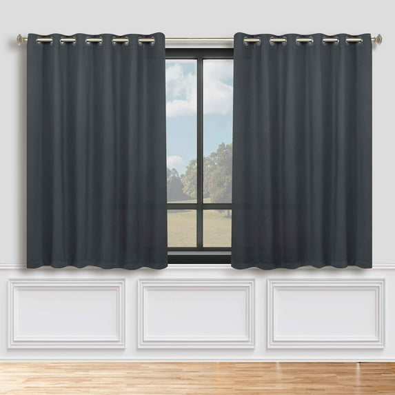 Bkue Nile Mills Modern, Classic Solid Semi Blackout Curtains, Set of 2, 70" x 63", Grey