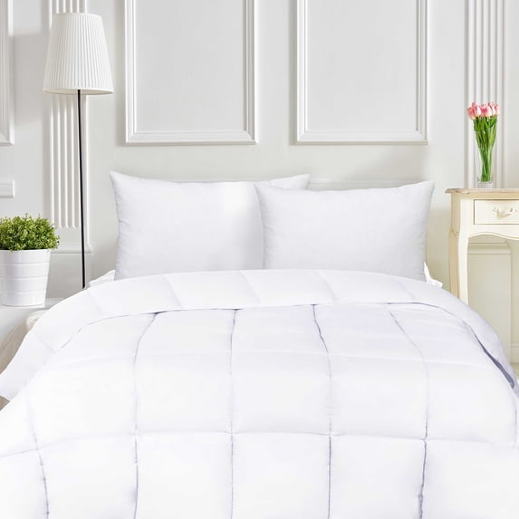 BNM Solid Comforter Down Alternative Bedding, California King, White