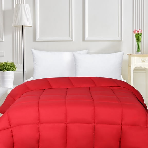 BNM Solid Comforter Down Alternative Bedding, King, Red