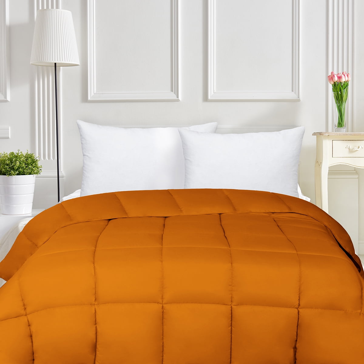 BNM Solid Comforter Down Alternative Bedding, Queen, Dusty Orange