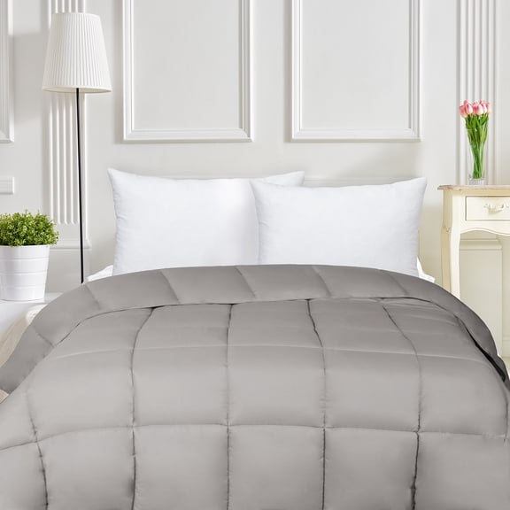BNM Solid Comforter Down Alternative Bedding, Queen, Silver