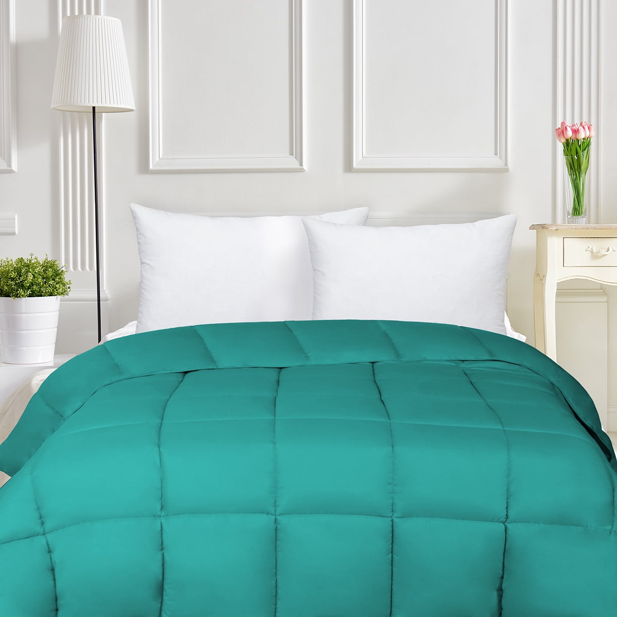 BNM Solid Comforter Down Alternative Bedding, Queen, Turquoise