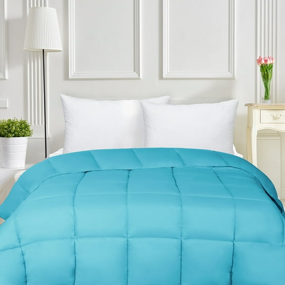 BNM Solid Comforter Down Alternative Bedding, Queen, Winter Blue