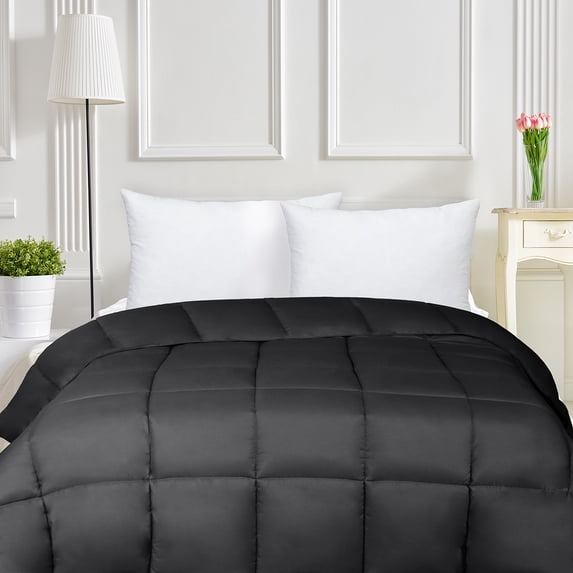 BNM Solid Comforter Down Alternative Bedding, Twin, Black