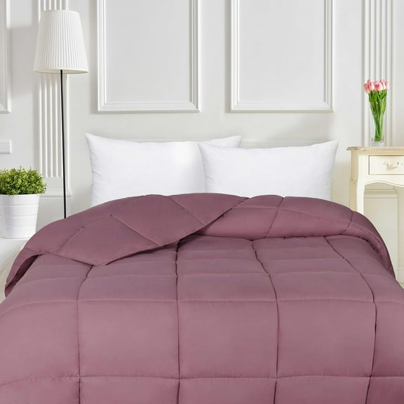 BNM Solid Comforter Down Alternative Bedding, Twin, Mauve