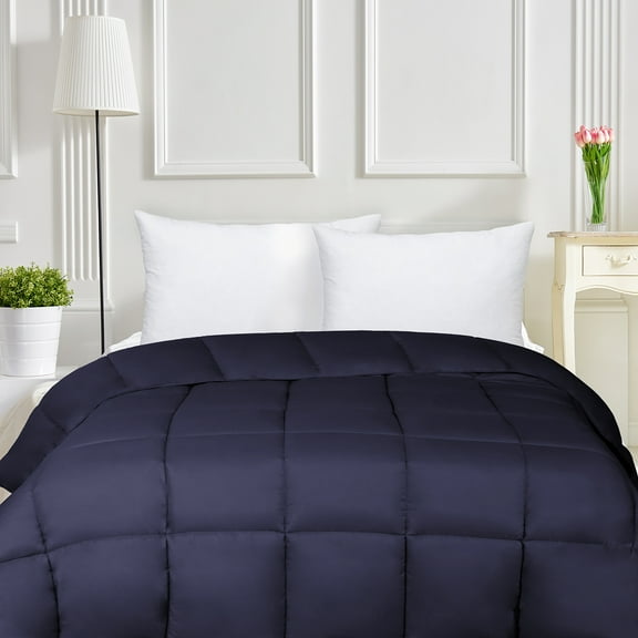 BNM Solid Comforter Down Alternative Bedding, Twin, Navy Blue
