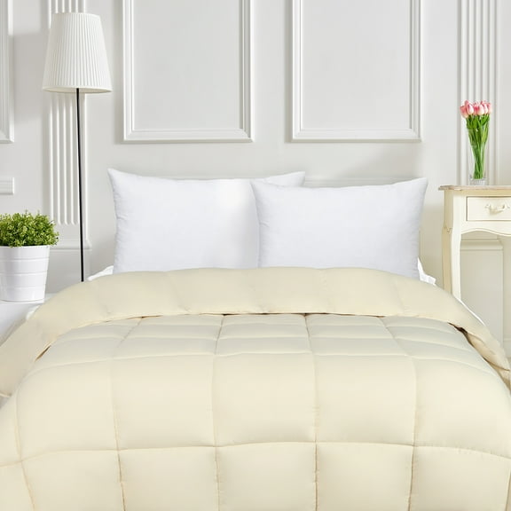 BNM Solid Comforter Down Alternative Bedding, Twin/Twin XL, Ivory
