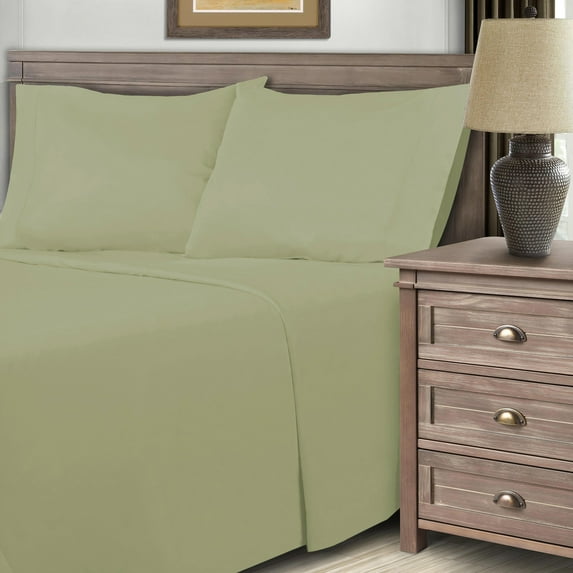 BNM Solid Cotton Blend Sheet Set, Olympic Queen, Platinum