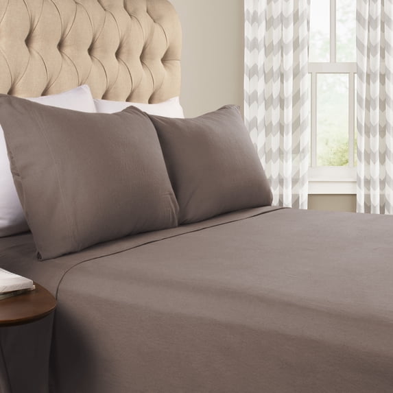 BNM Solid Flannel Cotton Sheet Set, King, Gray