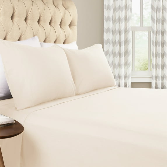 BNM Solid Flannel Cotton Sheet Set, King, Ivory