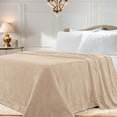 thumbnail image 1 of BNM Solid Fleece Soft Plush Blanket, Full/Queen, Linen, 1 of 7
