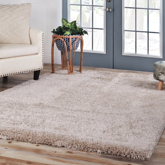 BNM Solid Indoor Shag Runner or Area Rug, 8' x 10', Beige