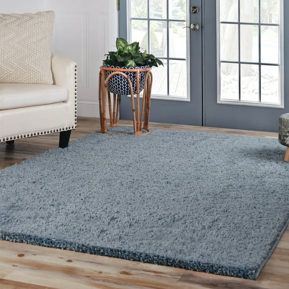 BNM Solid Indoor Shag Runner or Area Rug, 8' x 10', Blue