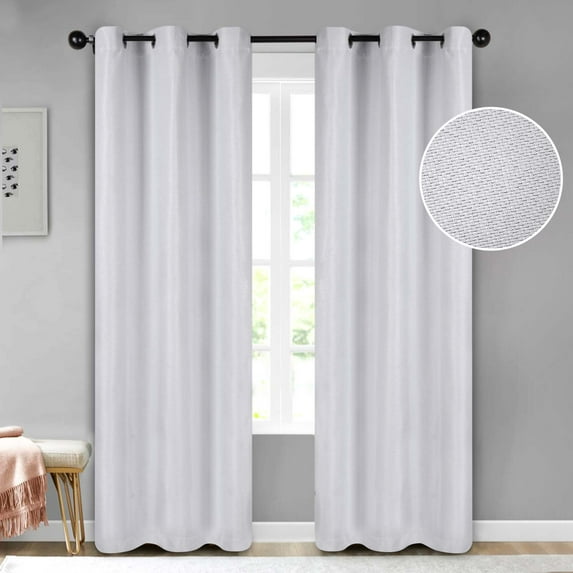 BNM Solid Textured Blackout Curtains, Set of 2, 42" x 84", Platinum