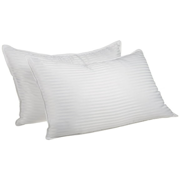 BNM Striped Down Alternative Pillow Set, Soft Microfiber Shell, Medium Weight For Comfortable Sleep, Neck, Side, Back Support, Comfort All Sleepers, Pillow Filling, Set of 2, Standard Size