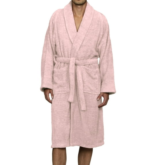 BNM Terry Cotton Adult Unisex Bathrobe, Medium, Pink