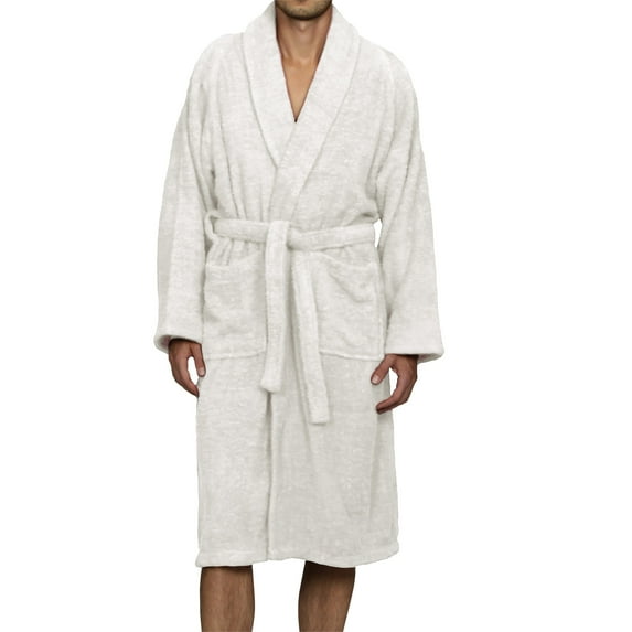 BNM Terry Cotton Adult Unisex Bathrobe, Medium, White