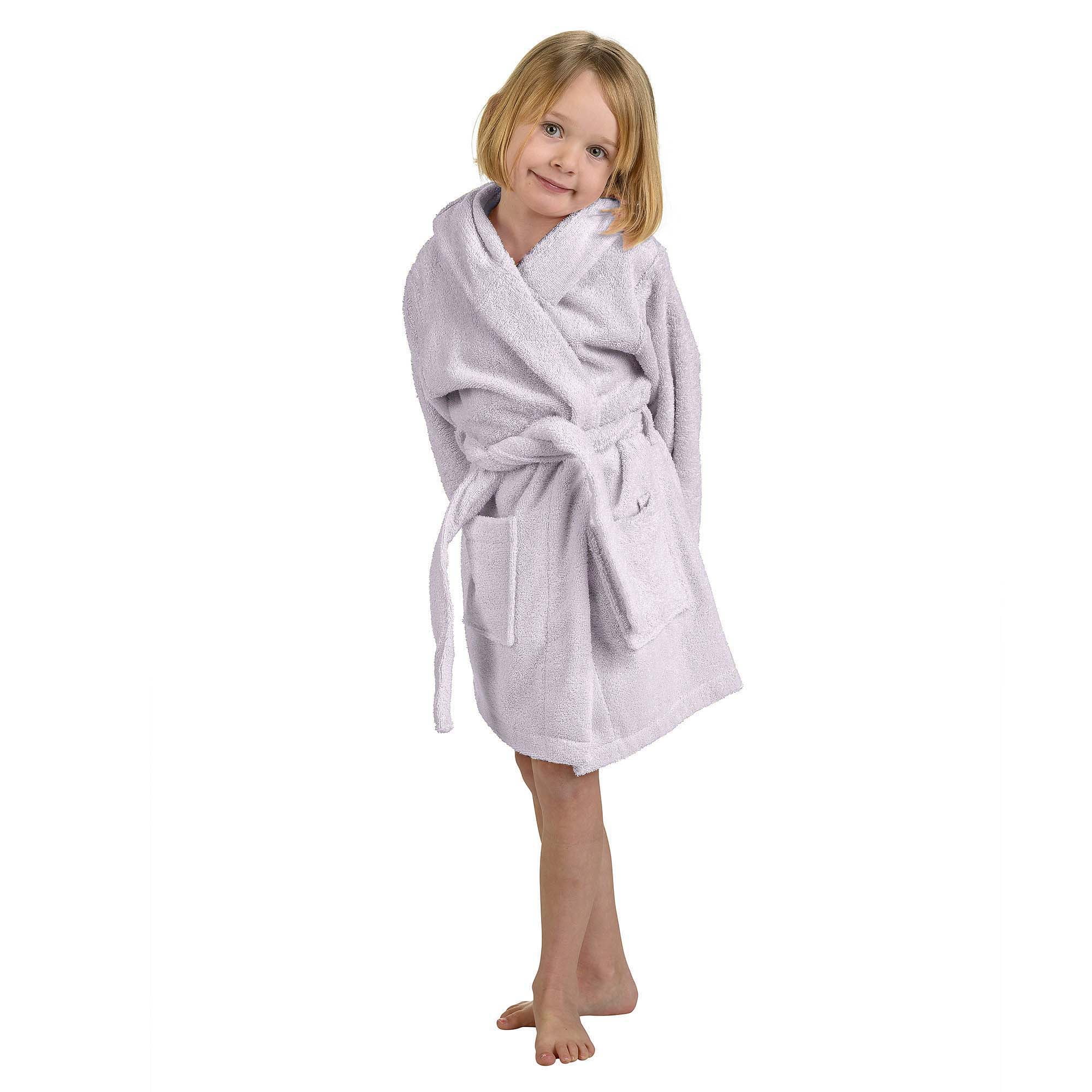 BNM Terry Cotton Kids Unisex Bathrobe, Lilac, Large