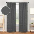 thumbnail image 1 of BNM Textured Waves Blackout Curtains, Set of 2, 26" x 84", Charcoal, 1 of 7