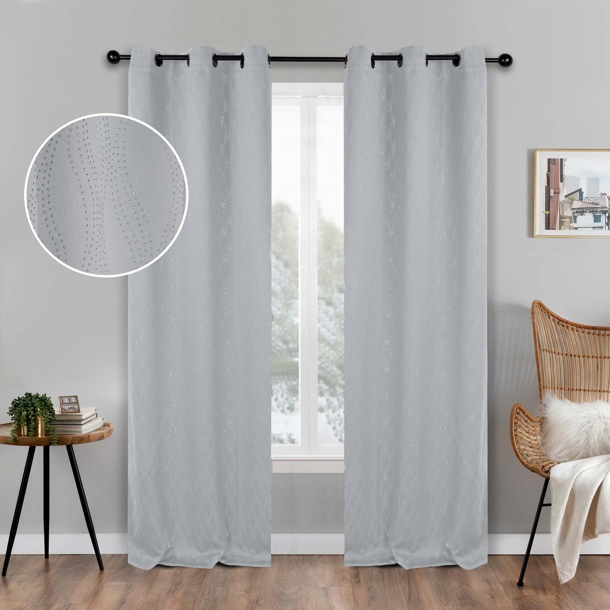Off-White Textured Blackout Grommet Curtains, 52" x 96" Set of 2