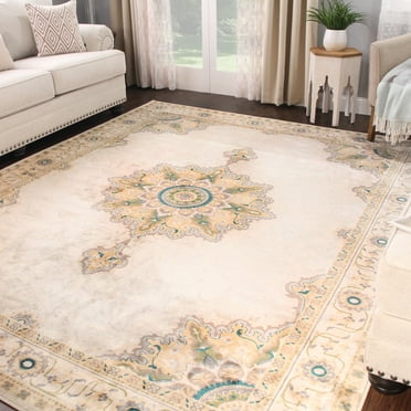 BNM Traditional Medallion Indoor Area Rug, 8' x 10', Beige