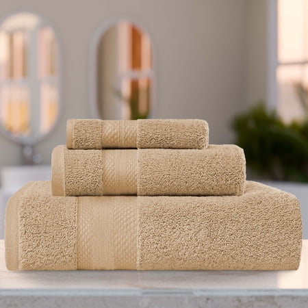 BNM Turkish Cotton Heavyweight 3 Piece Towel Set, Hazelnut