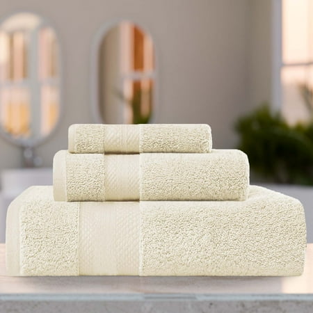 BNM Turkish Cotton Heavyweight 3 Piece Towel Set, Ivory
