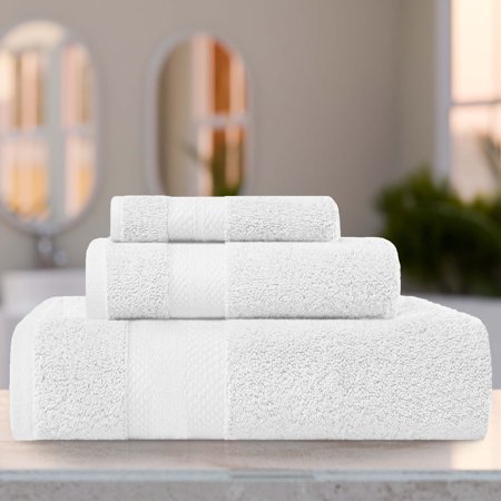 BNM Turkish Cotton Heavyweight 3 Piece Towel Set, White