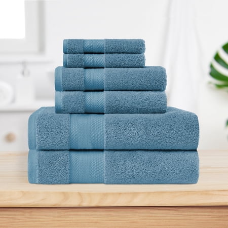 BNM Turkish Cotton Heavyweight 6 Piece Towel Set, Denim Blue