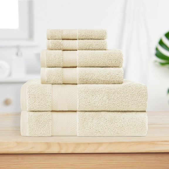 BNM Turkish Cotton Heavyweight 6 Piece Towel Set, Ivory