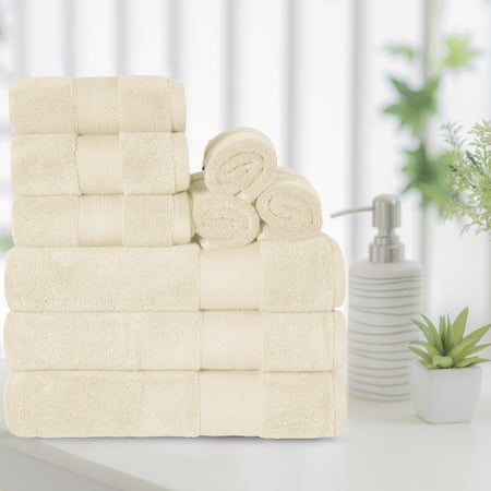 BNM Turkish Cotton Heavyweight 9 Piece Towel Set, Ivory