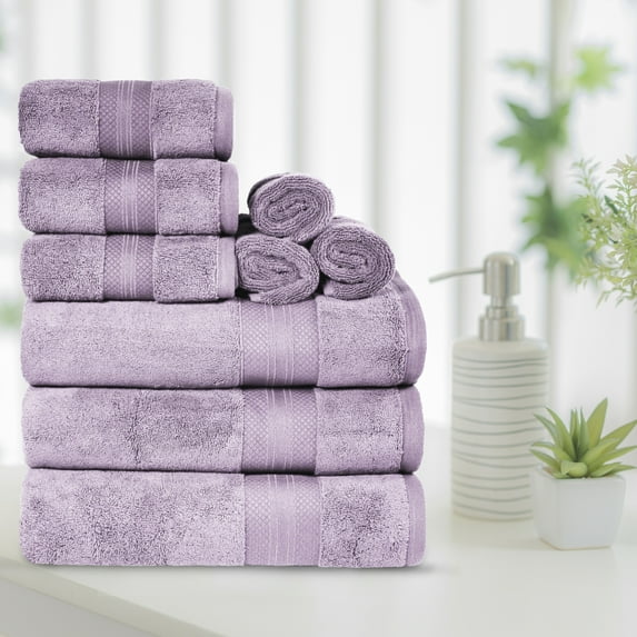 BNM Turkish Cotton Heavyweight 9 Piece Towel Set, Wisteria