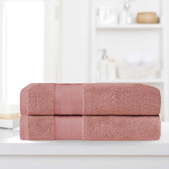 BNM Turkish Cotton Heavyweight Bath Sheet Set, Coral