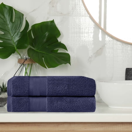 BNM Turkish Cotton Heavyweight Bath Towel Set, Crown Blue