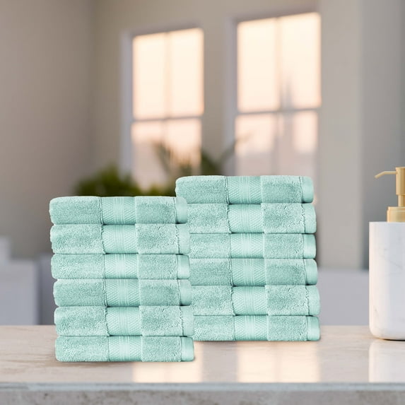 BNM Turkish Cotton Heavyweight Face Towel Set, Dusty Aqua