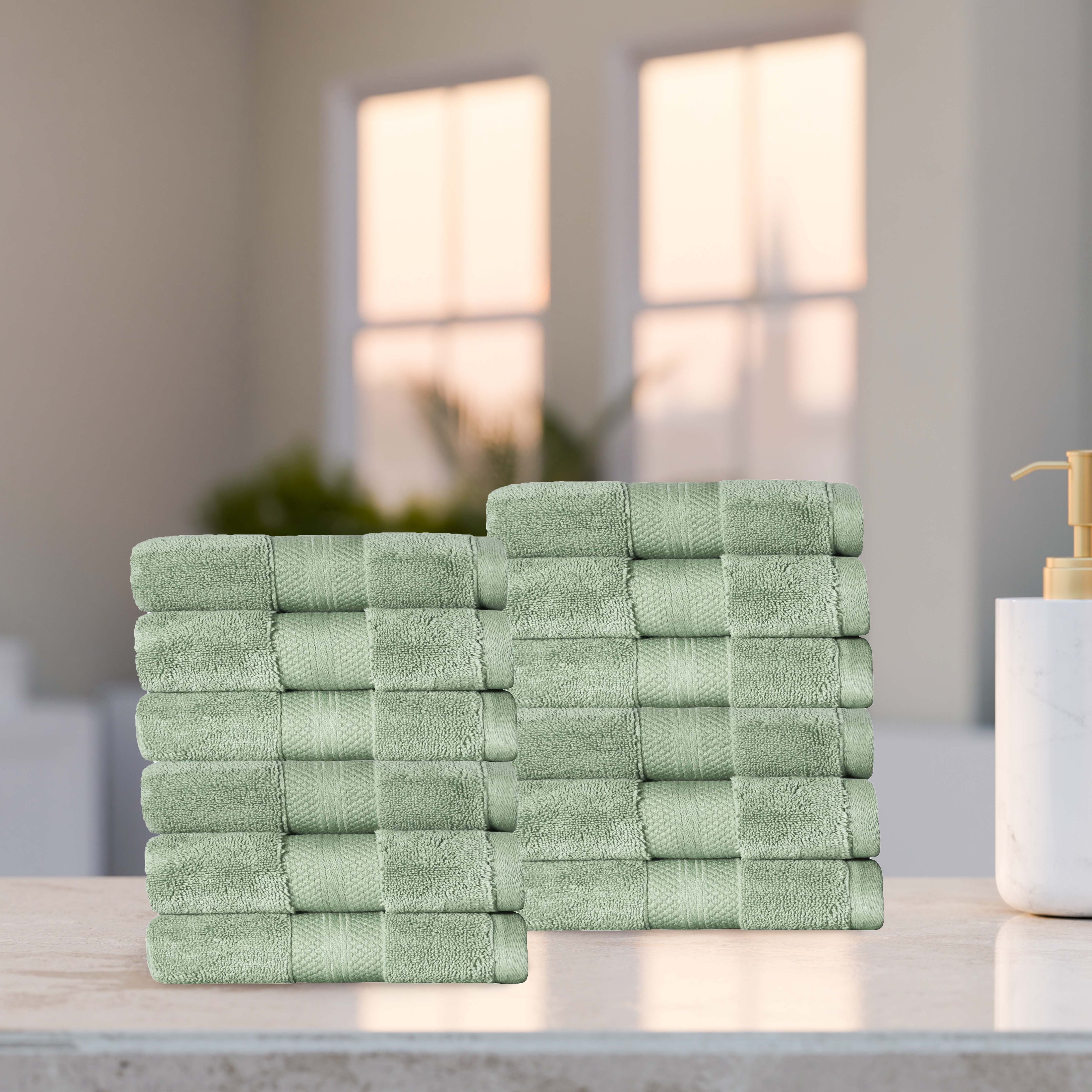 Serene Cotton Terry Bath Towel Set, 12 Pieces