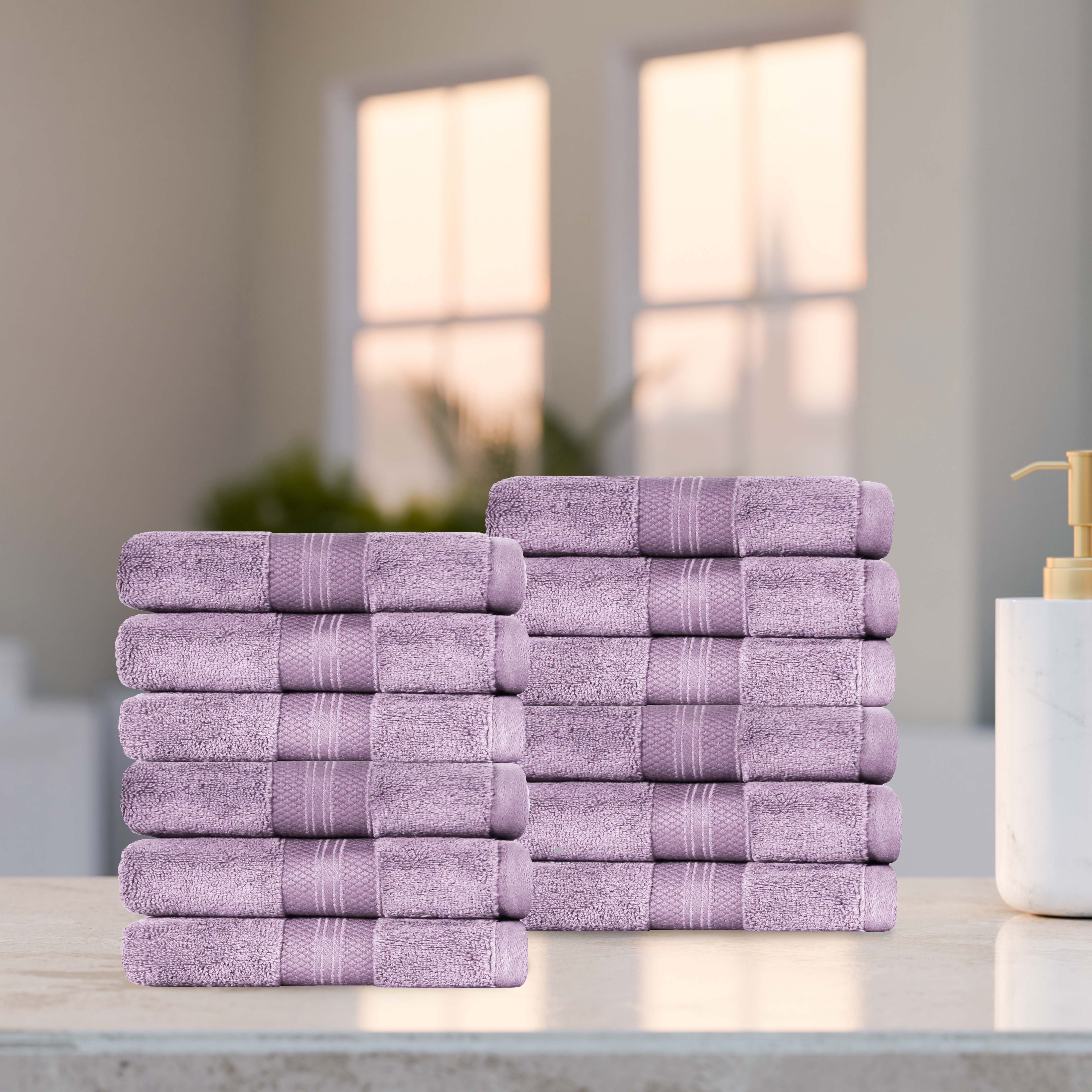 BNM Turkish Cotton Heavyweight Face Towel Set, Wisteria