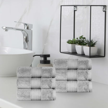 BNM Turkish Cotton Heavyweight Hand Towel Set, Gray
