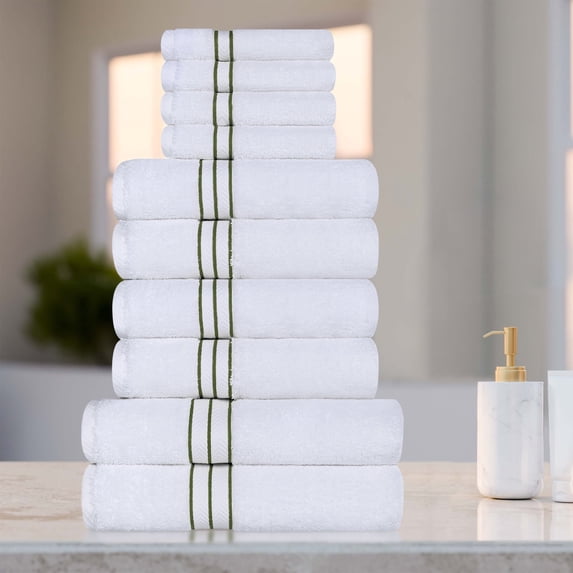 BNM Turkish Cotton Luxury 10 Piece Towel Set, Forest Green