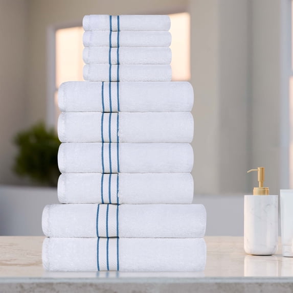 BNM Turkish Cotton Luxury 10 Piece Towel Set, Light Blue