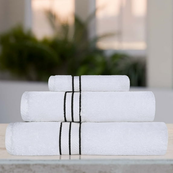 BNM Turkish Cotton Luxury 3 Piece Towel Set, Black