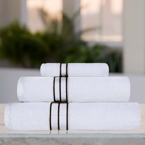 BNM Turkish Cotton Luxury 3 Piece Towel Set, Chocolate