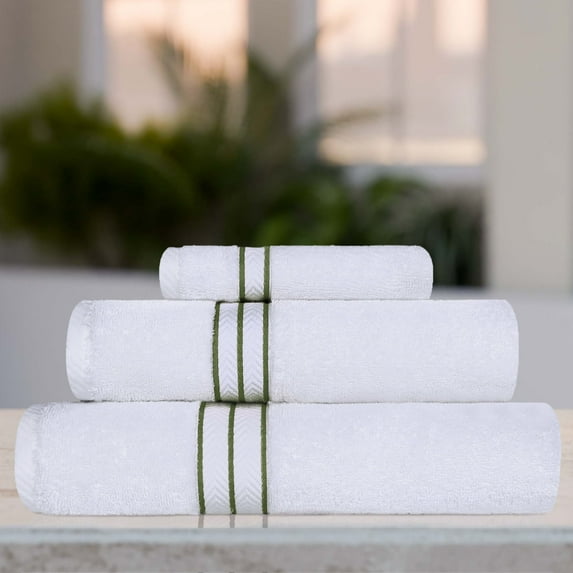 BNM Turkish Cotton Luxury 3 Piece Towel Set, Forest Green