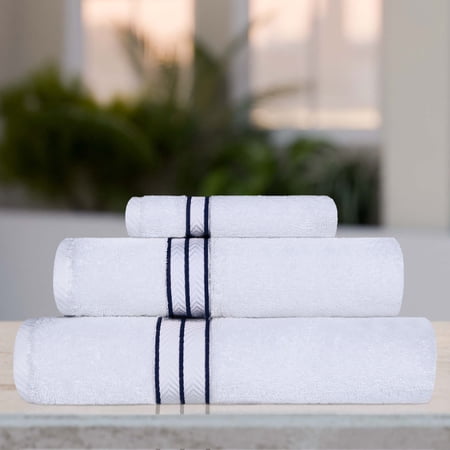BNM Turkish Cotton Luxury 3 Piece Towel Set, Navy Blue