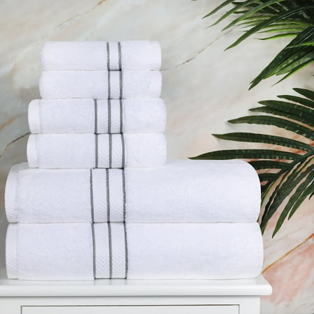 BNM Turkish Cotton Luxury 6 Piece Towel Set, Charcoal
