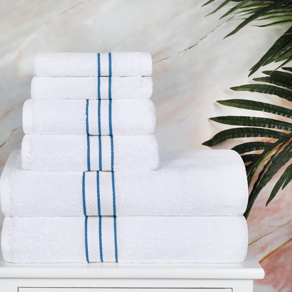 BNM Turkish Cotton Luxury 6 Piece Towel Set, Light Blue