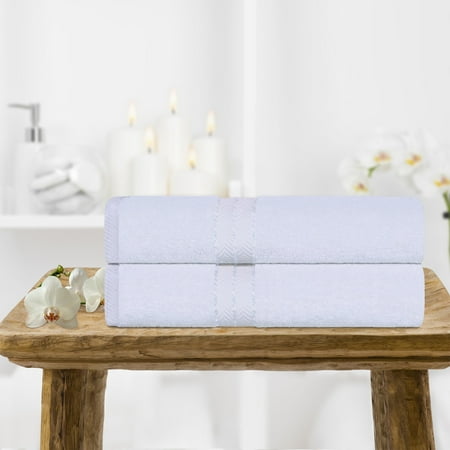 BNM Turkish Cotton Luxury Bath Towel Set of 2, White
