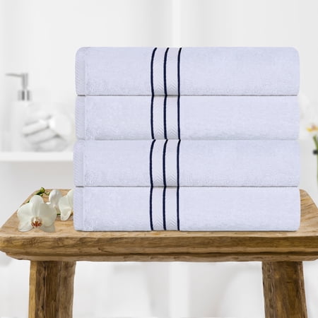 BNM Turkish Cotton Luxury Bath Towels, Set of 4, Navy Blue